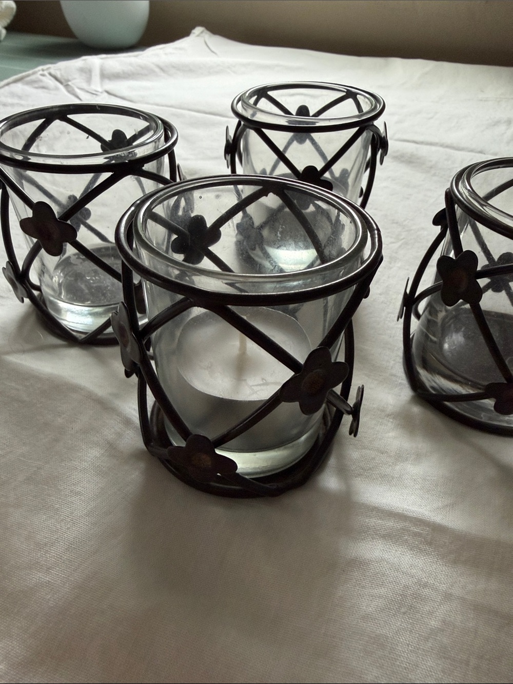 Southern Living At Home Black Metal Floral Tealight Holders - Set of 4